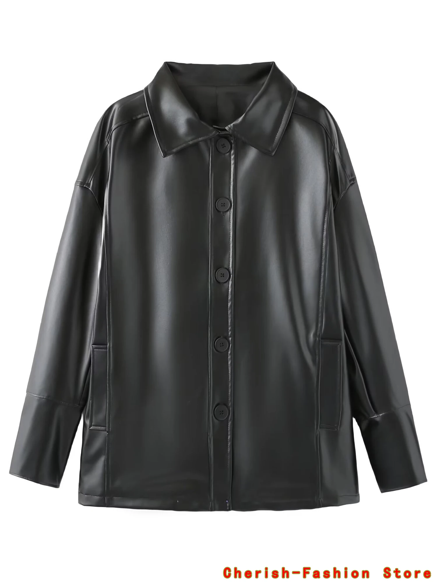 Chaqueta de piel sintética de PU para mujer, fajas sueltas, chaquetas de motorista informales, prendas de vestir femeninas, Tops de estilo BF, chaqueta de cuero negro, gabardina caliente