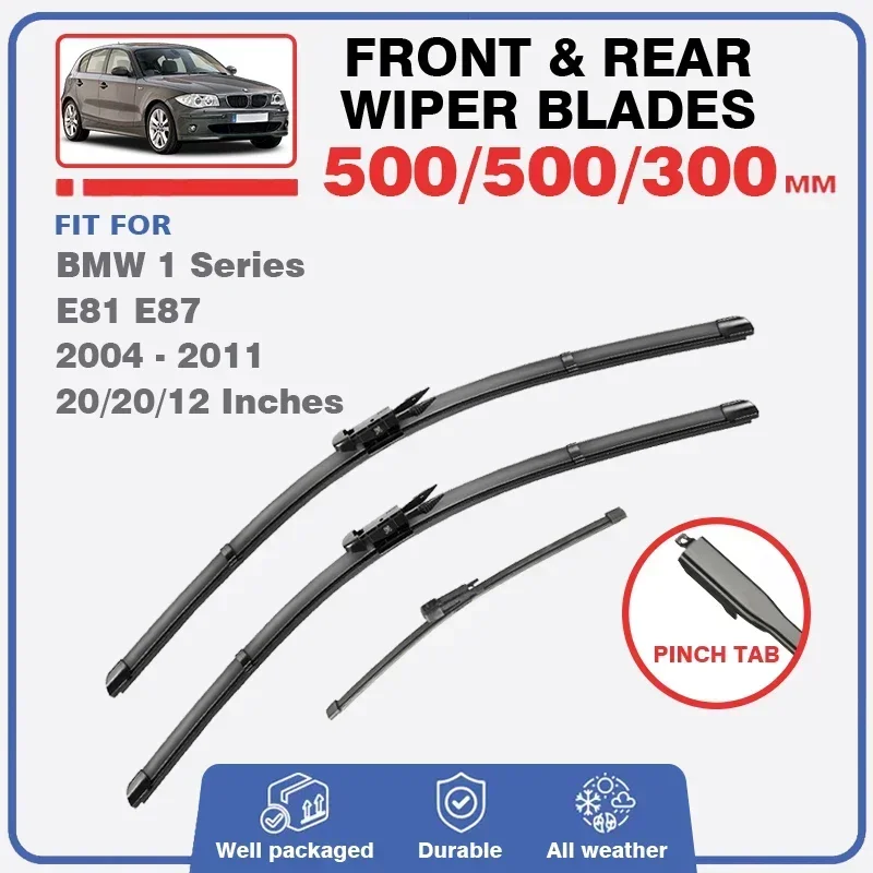 For BMW 1 Series E81 E87 2004 - 2011 Front ＆ Rear Wiper Blades Windshield Window Windscreen 118d 123d 1m 116i 120d118i 120i 125