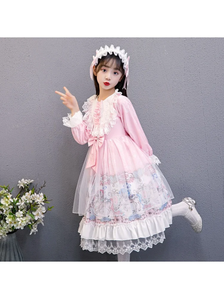 Girls\' Genuine Princess Autumn Long-Sleeved Pettiskirt New Style Fashionable Lolita Dress for Women