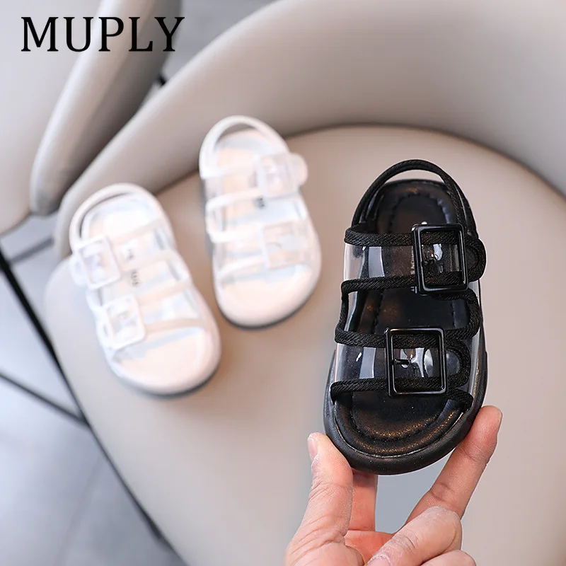 Fashion Solid Korean Kid Sandals Summer New Versatile Anti Slip Soft Bottom Girl Boy Beach Sandal Kindergarten Anti Kick Sandals