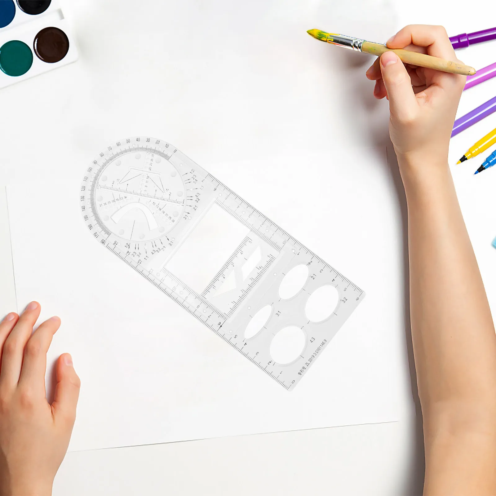 Plastic Students Drawing Ruler Multifunctional Geometric Drawing Template for School Architecture Art Design Mathematics Draft