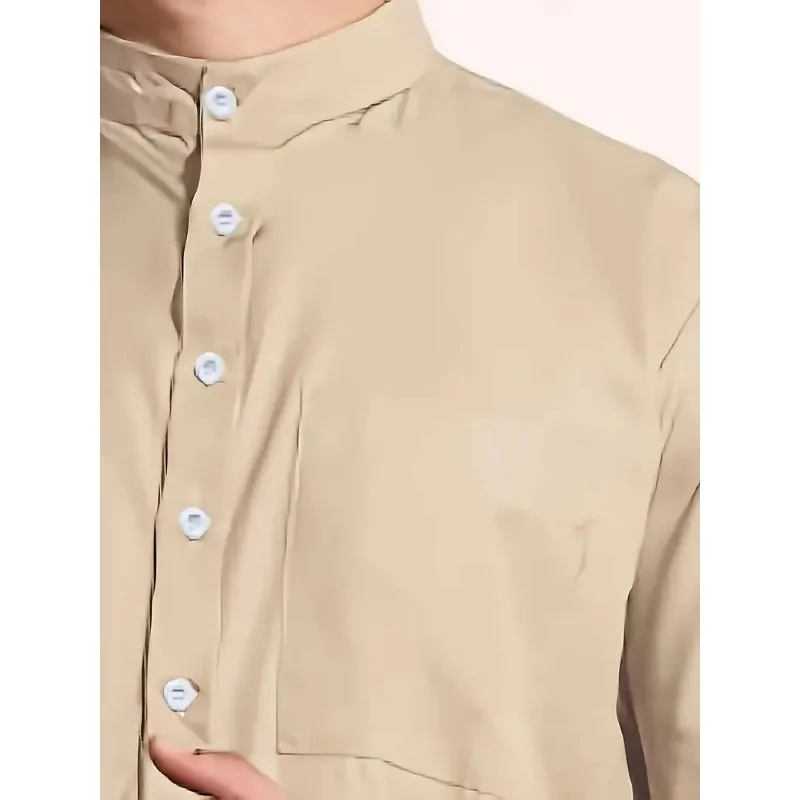 Caftán islámico árabe saudí de talla grande para hombre, Túnica musulmana de manga larga, Ismaic, Dubai, Festival étnico, Tops de cuello de banda, Clo