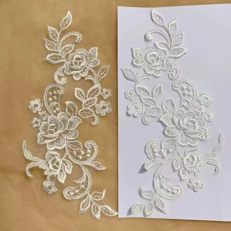 Никольс, вышитые блестками, кружевные аппликации, свадебные нашивки, аксессуары для свадебных платьев, одна пара из 2 предметов