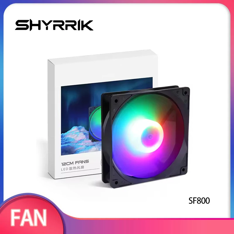 

Вентиляторы для ПК Shyrrik, 44.2CFM, 1200 об/мин, 22.5 дБ, бесшумные, 12 см, RGB, для охлаждения процессора, с питанием Molex, воздушное охлаждение