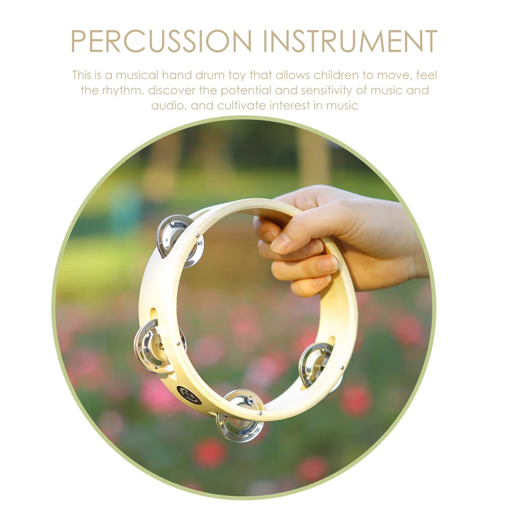 

Handbell Drum Kids Musical Instrument Educational Plaything Metal Tambourine Percussion Hand Drum Shaker Rattle