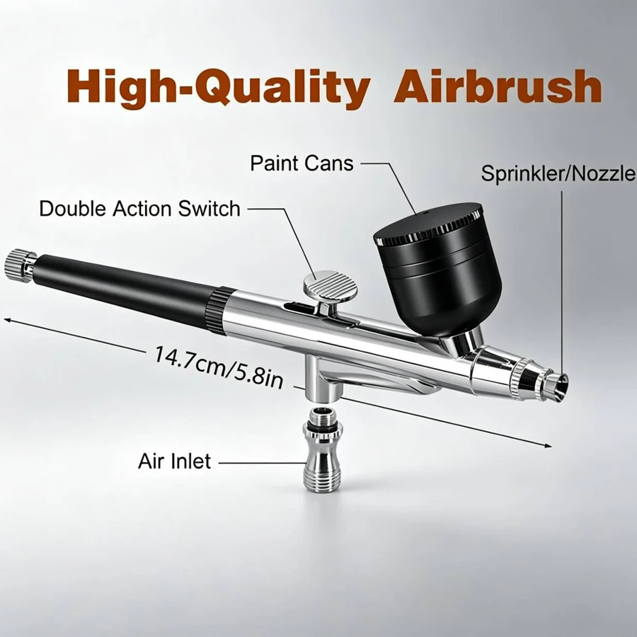  Gravity Dual-Action Mini-Airbrush mit 0,3-mm-Düsen, Spritzpistole für Make-up, Malerei, Nägel, Gesicht, Tattoo-Kunst, Schönheit, Tintenstrahldrucker, Autoreparatur – Detail 4
