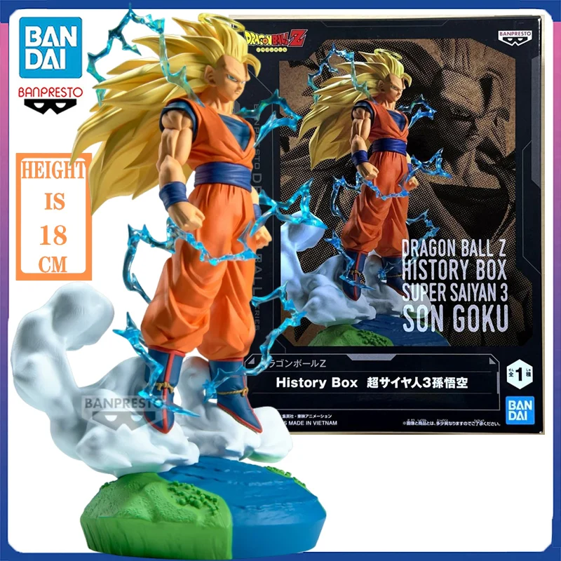 In Stock BANPRESTO DRAGON BALL Z History Box SUPER SAIYA 3 Son Goku PVC 18CM Anime Action Figures Model Collection Toy