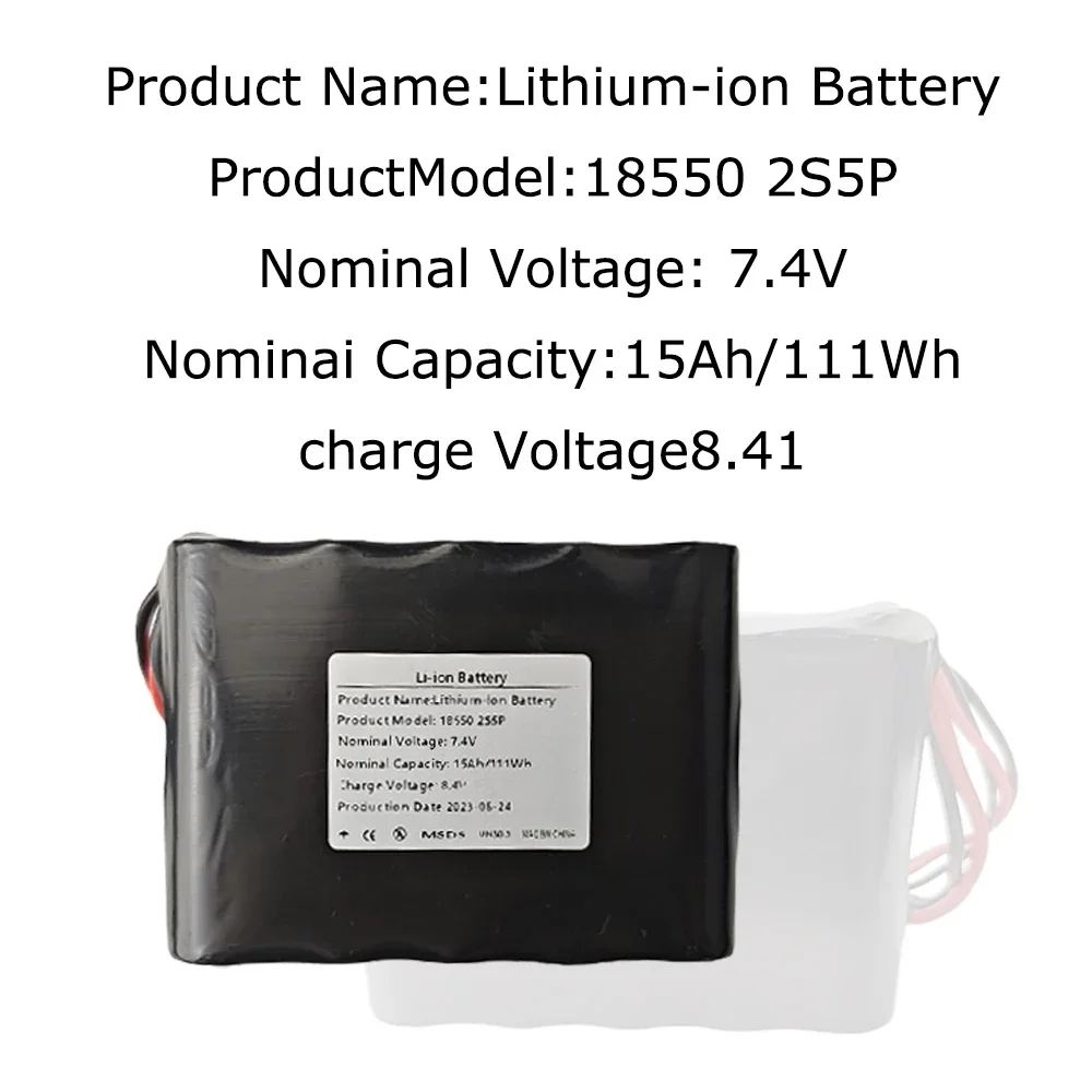 Batería recargable de iones de litio de alta capacidad, 7,4 V, 15Ah, 2S5P, 8,4 V, UAV, para varios aviones RC, Quadrotor, XH2.54-3P, XT60