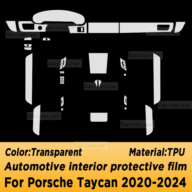 For PORSCHE Taycan 2020-2024 Gearbox Panel Dashboard Navigation Automotive Interior Protective Film TPU Anti-Scratch Accessories