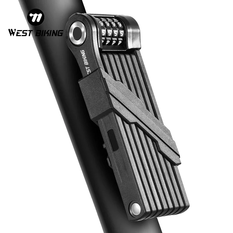 WEST BIKING Anti Theft Combination Lock Bicycle Folding Chain Lock Heavy Duty Safety Motorcycle MTB Road Bike Electric Bike Lock