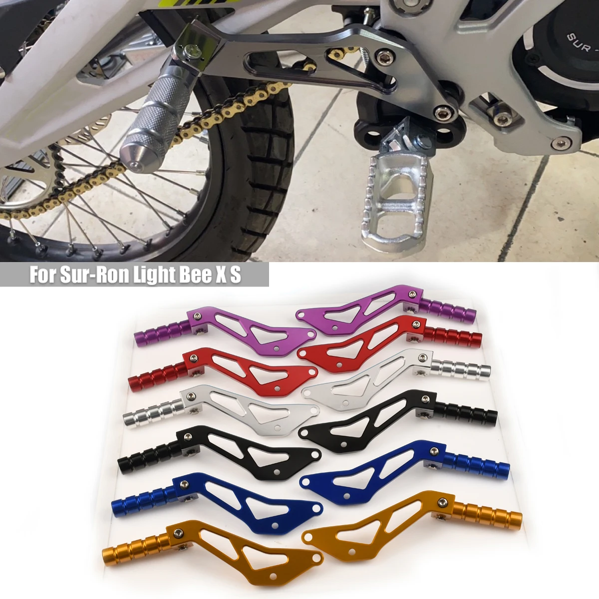 

For Segway X160 X260 Motorcycle CNC Rear Passenger Foot Peg Rests Pedal Peg Bracket For Sur-Ron Light Bee X S Electric Dirt Bike