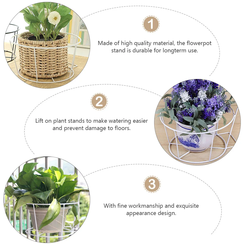

3pcs Round Flower Stand Plant Holders Durable Metal European Style Hanging Railing Planter Balcony Baskets Garden Decor