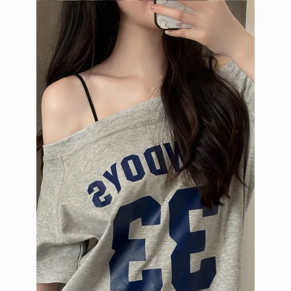 Gothic Tee Y2k Brief Print Off Schouder Punk T-shirts Vrouwen Harajuku Zomer Streetwear Grunge T-shirt Esthetische Sexy Crop Tops