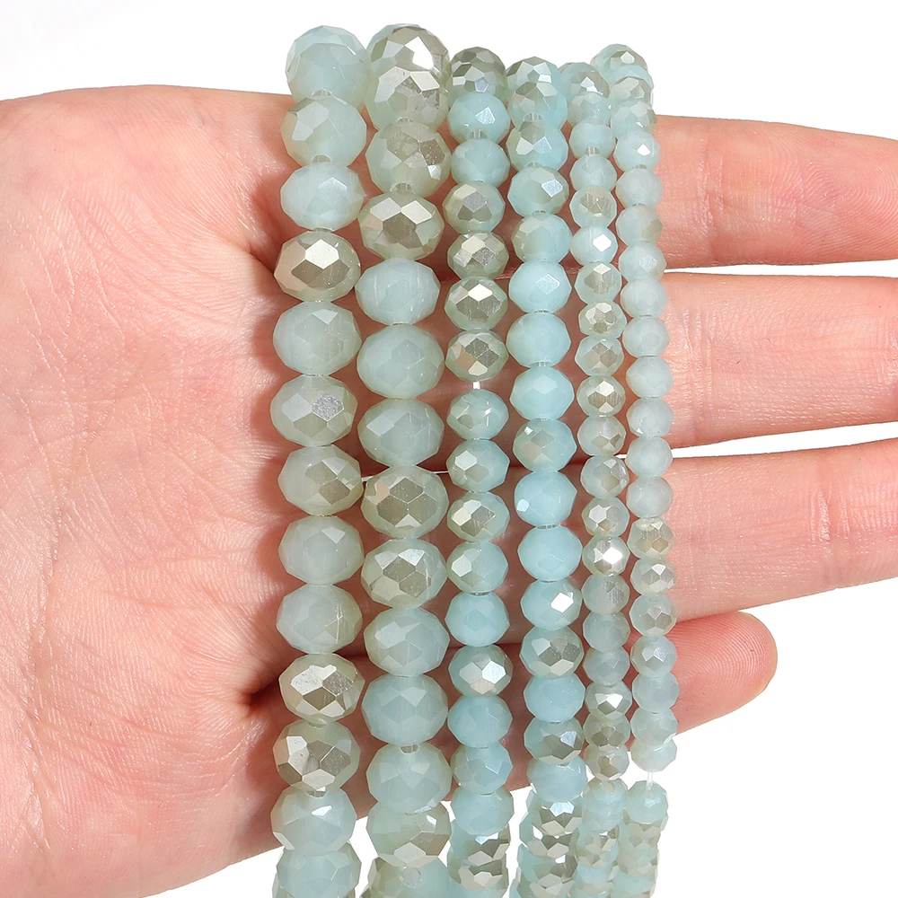 4 6 8 مللي متر الأوجه كريستال Rondelle الخرز ضوء بحيرة الأزرق العنبر الزجاج فضفاض خزر عازل لصنع المجوهرات قلادة أساور يدوية #1