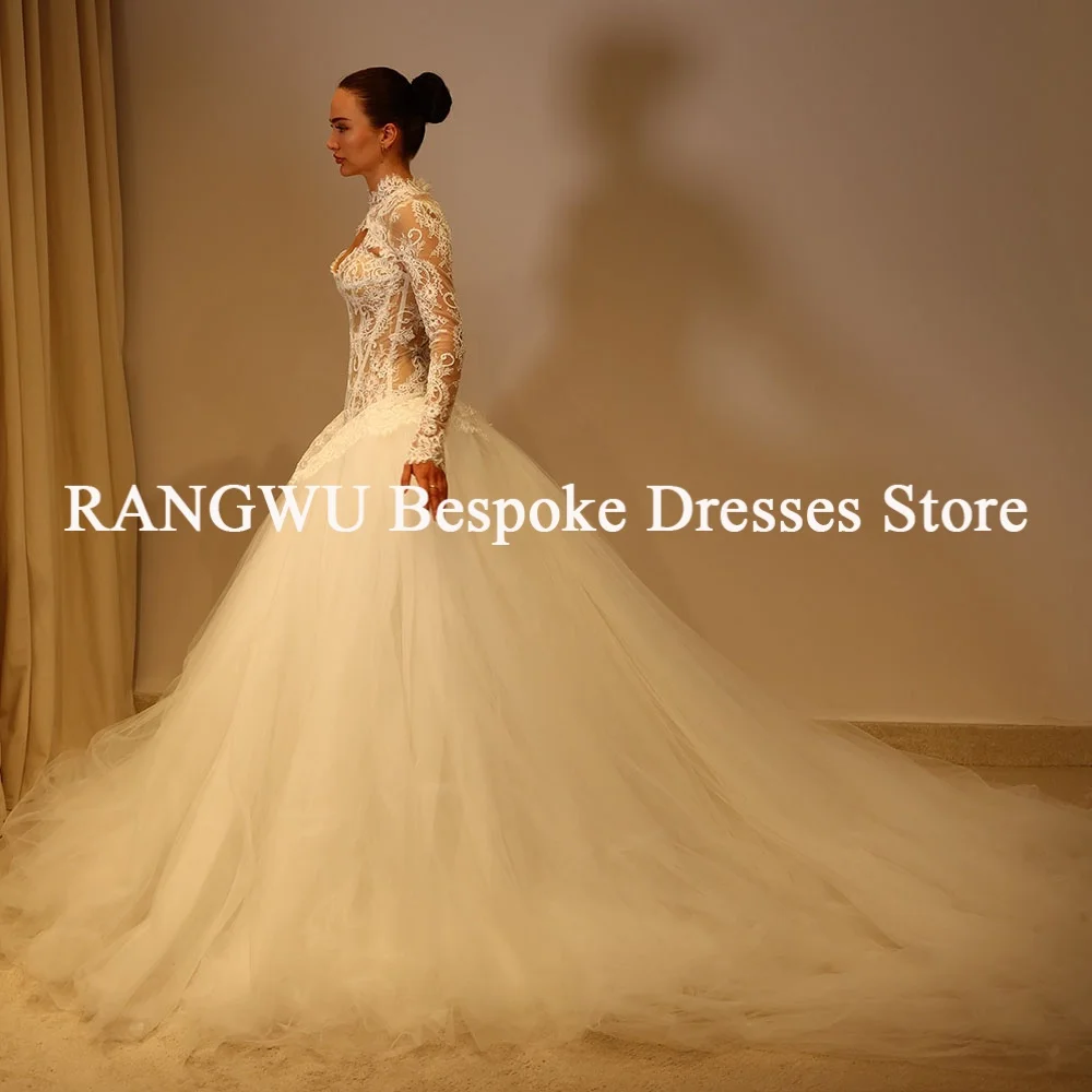 White Lace Wedding Dress With Long Sleeves Fishtail Bridal Dresses Formal Fashion Show Dress Wedding Party Gowns
