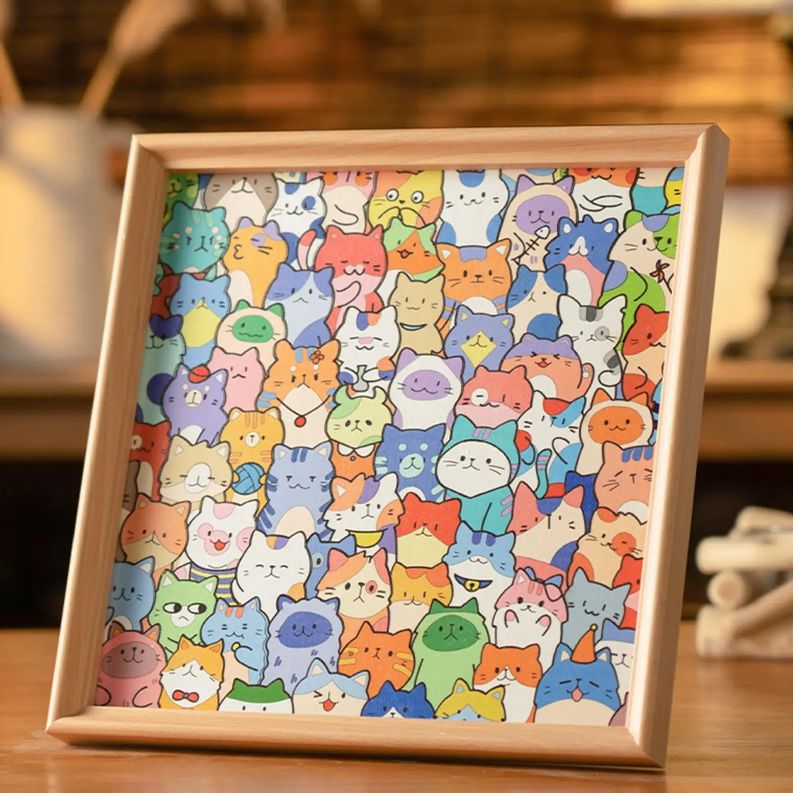 

DIY Wooden Cat Puzzle Frame Little Kitties Wooden Coloring Puzzle 3D Artist Designed Cat Coloring Jigsaw Puzzles Photo for Home