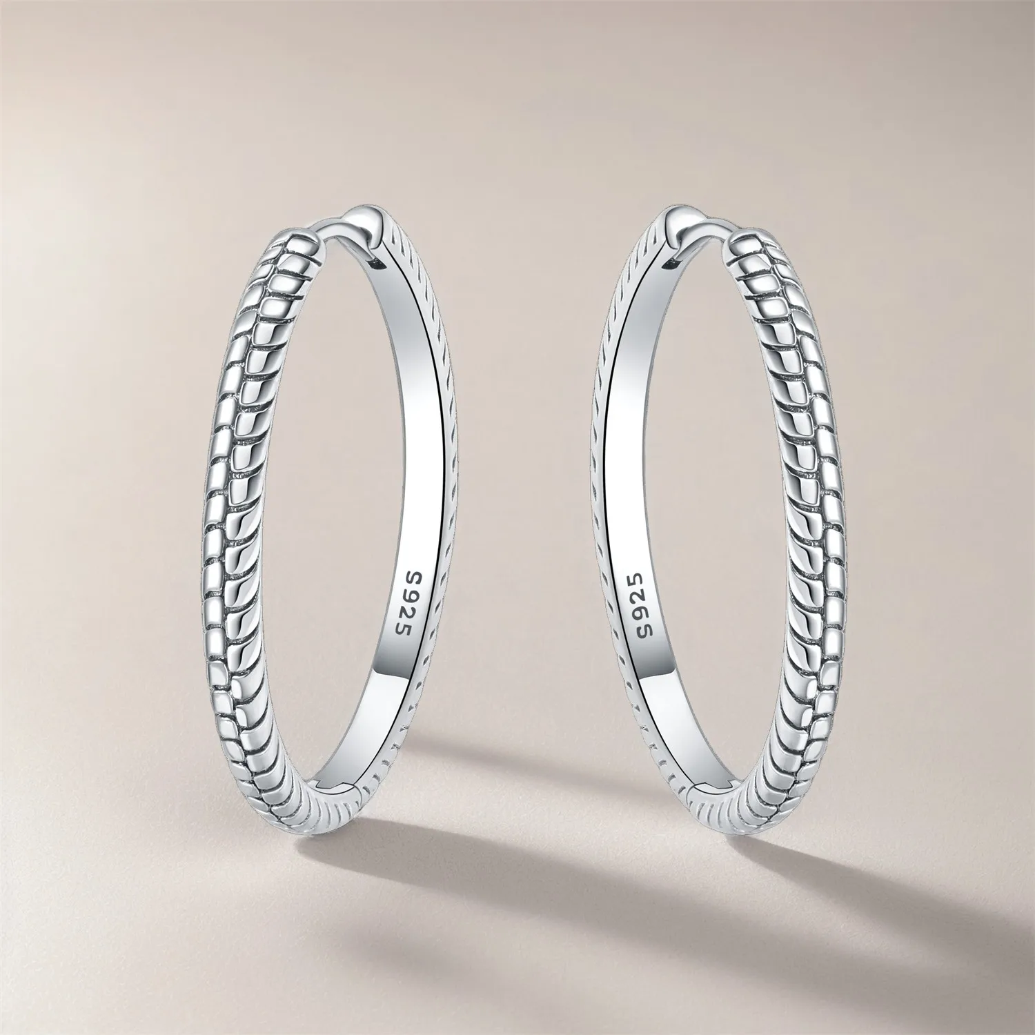 Real 925 Sterling Silver Minimally Designed Earring Jewelry Hoop Earrings For Women Jewelry Fine Birthday Party Gifts