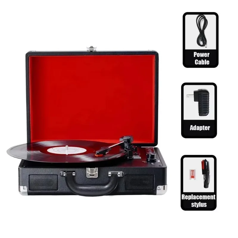 Portable Record Player - Latest 2024 Model with Vinyl Wood Suitcase