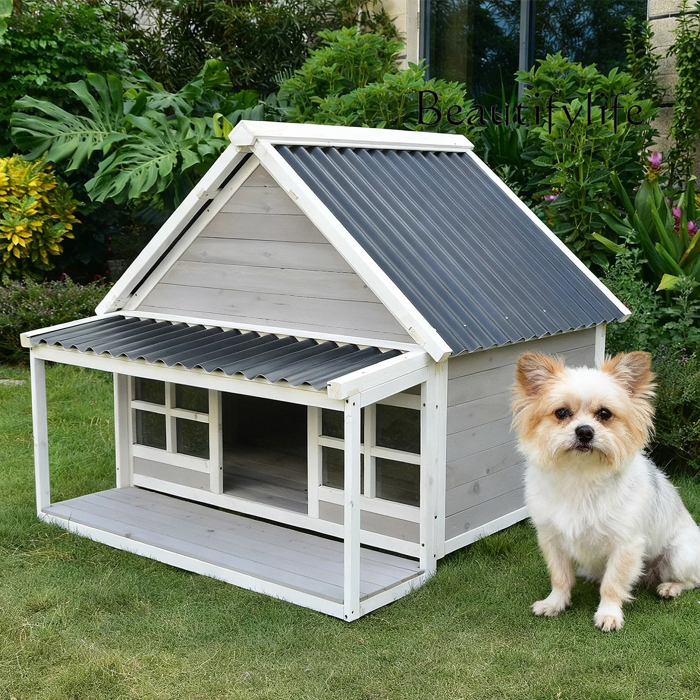 

Outdoor solid wood kennel tent cage cat villa yard balcony garden outdoor rain protection sun protection pet