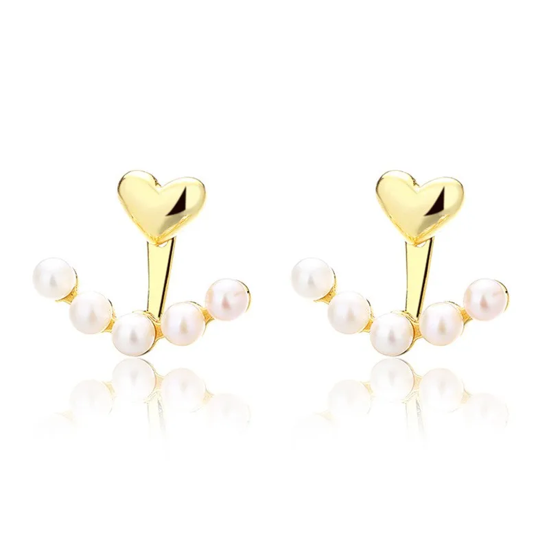 EZ-38ZFSILVER S925 Silver Korean Fashion Luxury Trendy Gold Heat Ball Freshwater Pearl Earring Jewelry Women Match-all Gift Girl