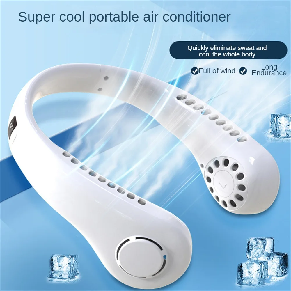 Portable Bladeless Hanging Fans USB Rechargeable Leafless Mini Neck Fan Air Conditioner Cooling Sports Wearable Neckband Fans