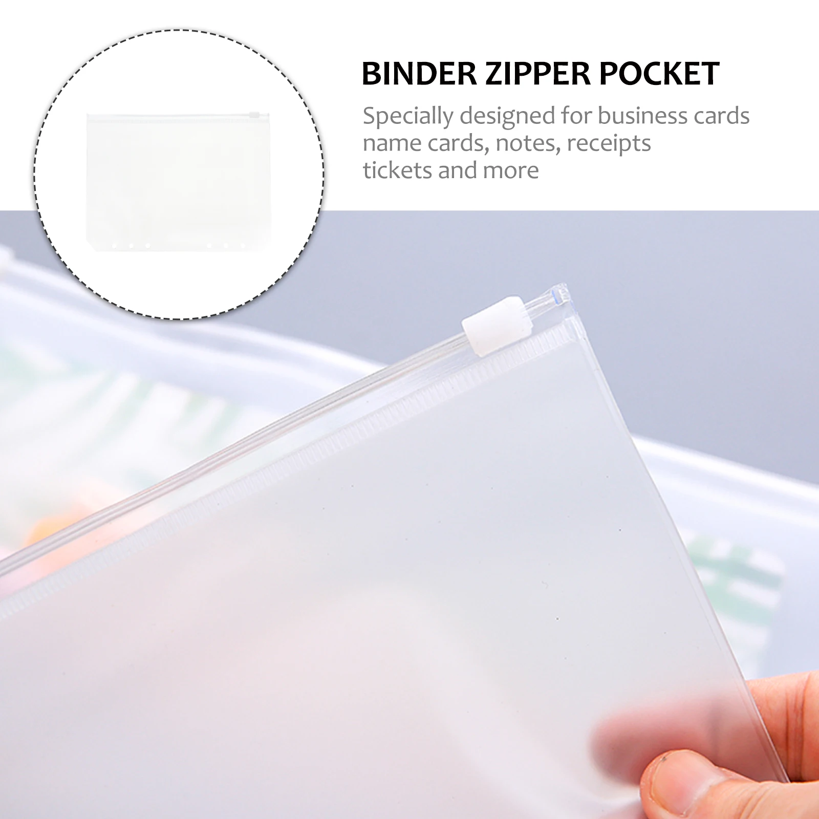 

10 pcs PVC Document Filing Binder Zipper Pockets Lightweight Office Study Accessories Business Cards Name Cards Notes Receipts