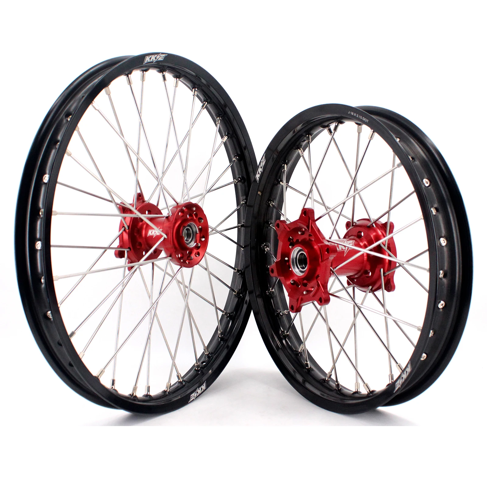 

【2025】 Motorcycle 21/18 Enduro Spoked Wheels & Rims Set Compatible With CRF250X CRF450X 2004-2018 Red Hub