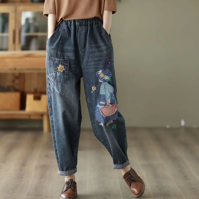 

Loose Straight Leg Jeans for Women 2024 Autumn Spring Retro High Waist Cropped Pants Loose Wide Leg Versatile Jeans G239