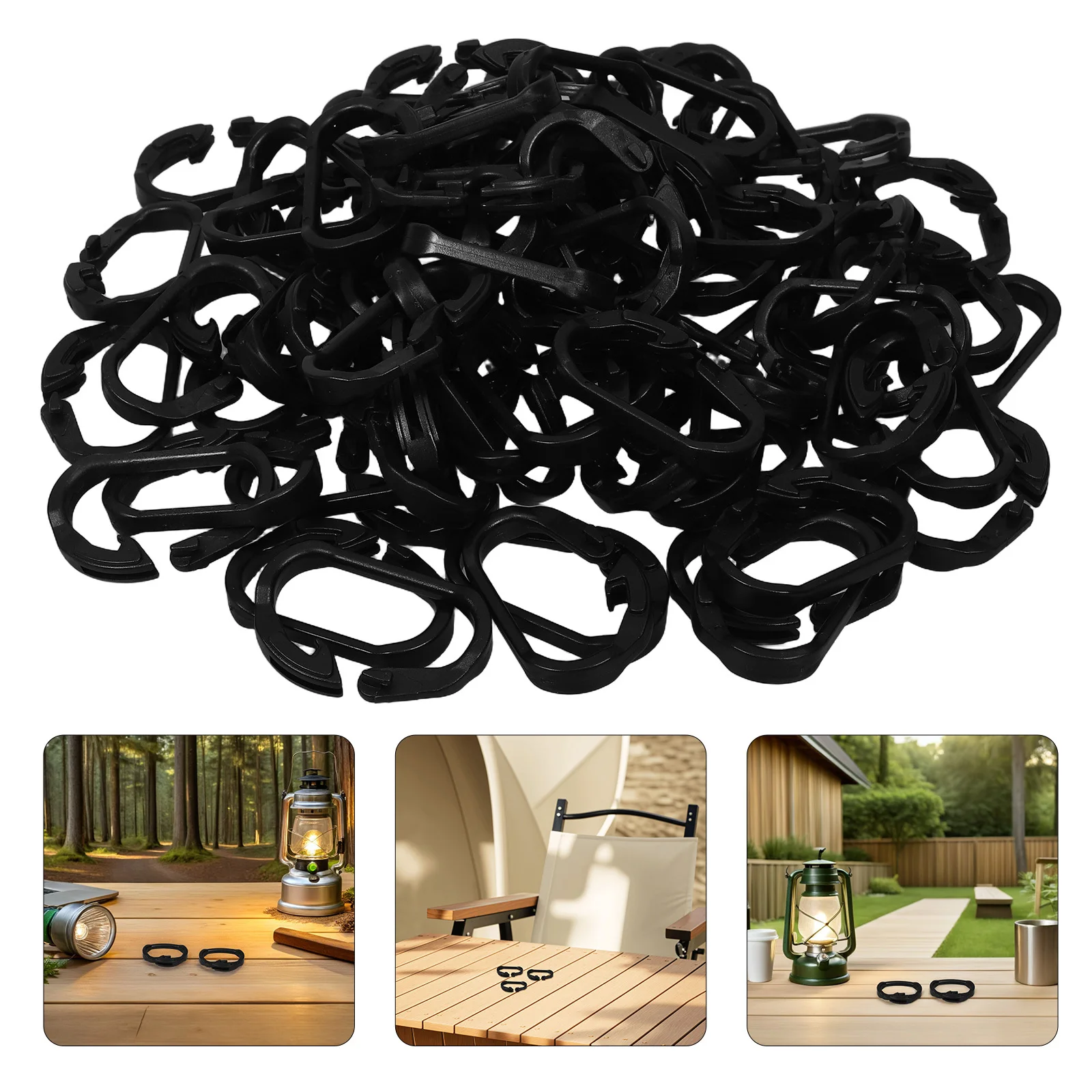 

100Pcs Outdoor Mountaineering Hooks Pom Plastic Buckle Camping Tent Clips Heavy Duty Tarp Rope Hooks Multifunctional Utility