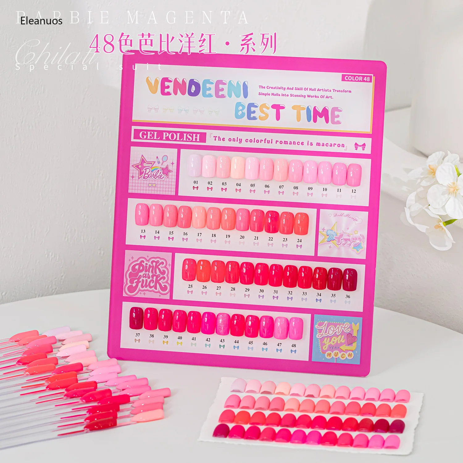 Vendeeni Magenta Pink 48 Colors Nail Polish Gel Mesh Red Popular Saturated Whitening Soak Off Gel Multi Color Varnish Set 15ML