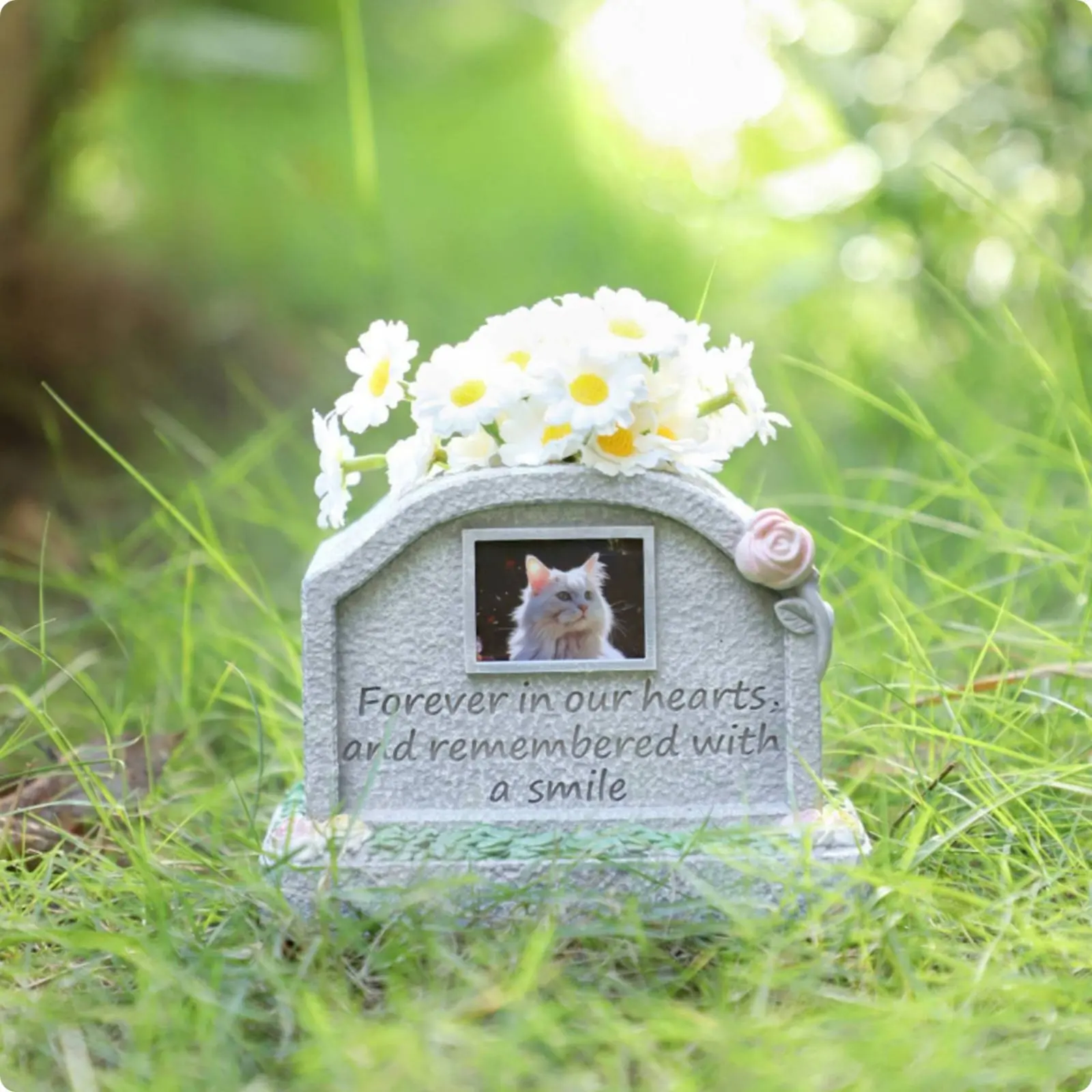 

Resin Pet Tombstone Photo Frame Design Pet Memorial Stone Resin Headstone Gift Idea Grave Marker Outdoor Display for Funeral