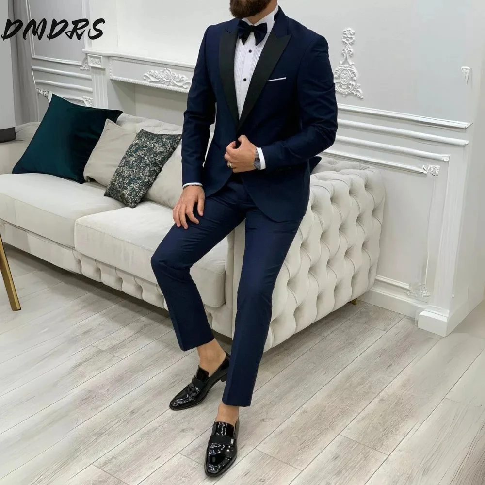 Handsome Black Collar Men's Prom Suit 2PCS 2025 Classic Colorblock Suit For Groomsmen Including Jacket Pants Suit Customized