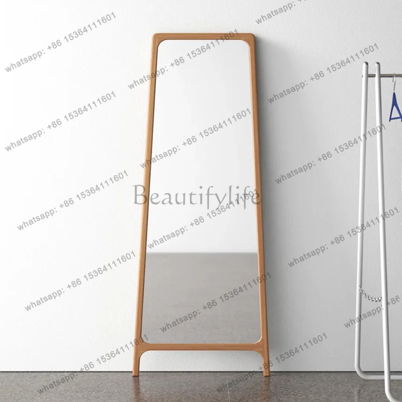 Floor mirror Light wood rectangular dressing Home bedroom Full body fitting mirror