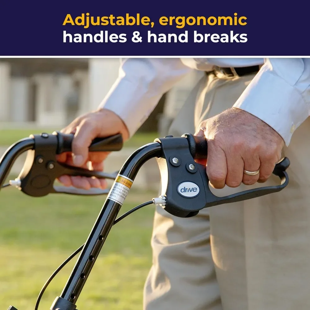 ضمان الأصالة.10257BL-1 مشاية دوارة ذات 4 عجلات مع مقعد، مشاية فولاذية، ارتفاع قابل للتعديل، عجلات، قابل للإزالة B