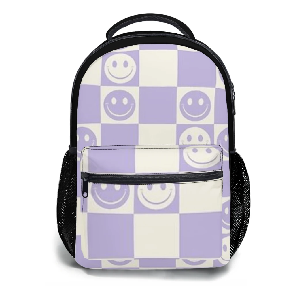 Lilac Check-High Capacity Waterproof College Backpack, Vintage, Feminino, Meninos, Meninas, Laptop, Mochilas escolares, Moda, 17 ", Novo, Moda 