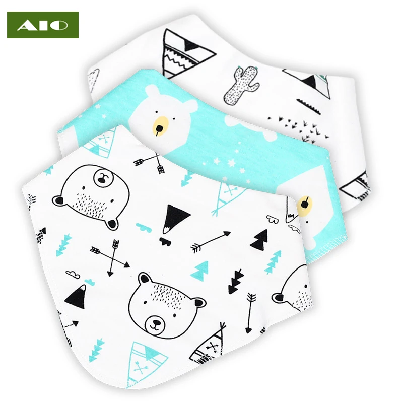 

AIO 1pcs Baby Cloth Bib Bandana Drool Bib Organic Bamboo Cotton Triangle Saliva Towel for Baby Soft Infant Feeding Burp Cloth