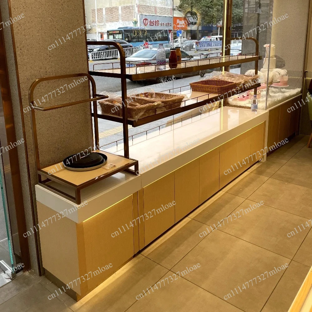 Warm Wood Side Rack Bakery Pastry Dessert Display Bread Cabinet Cake Display Room
