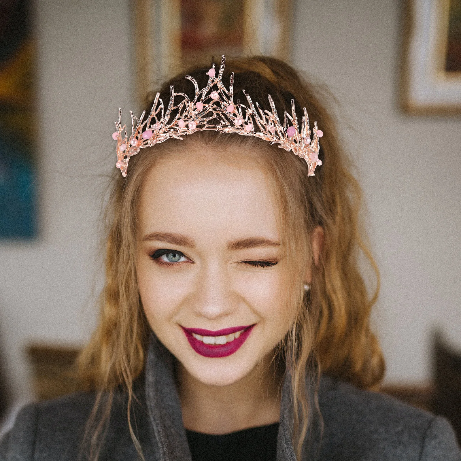 

Crystal Alloy Tiara Crown Bridal Headband Wedding Birthday Prom Party Rhinestone Decorative Crown Wedding Hair Hoop