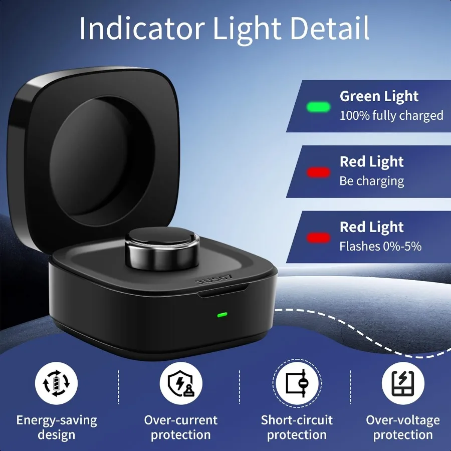 Smart Ring Charger Case Only Compatible with Oura Ring Gen 3 Heritage Horizon Rings Charging Box with Indicator Light Portable