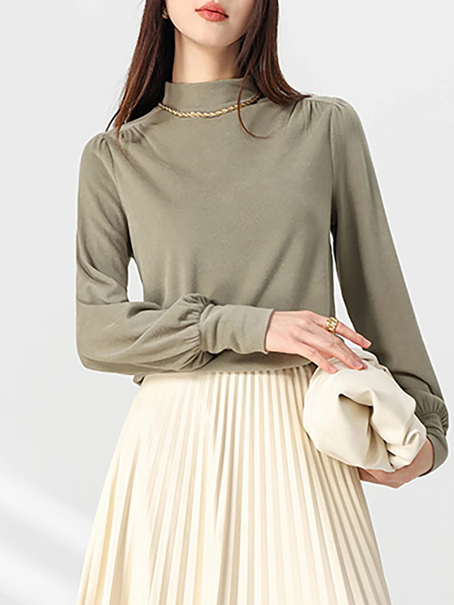 

Женская базовая кофта с длинным рукавом и высоким воротником, однотонная, осенняя коллекция 2025, простая, универсальная, элегантная, цветная.