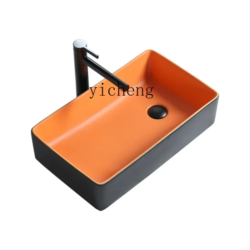 

side launching table basin ceramic wash basin creative washbasin left and right color washbasins