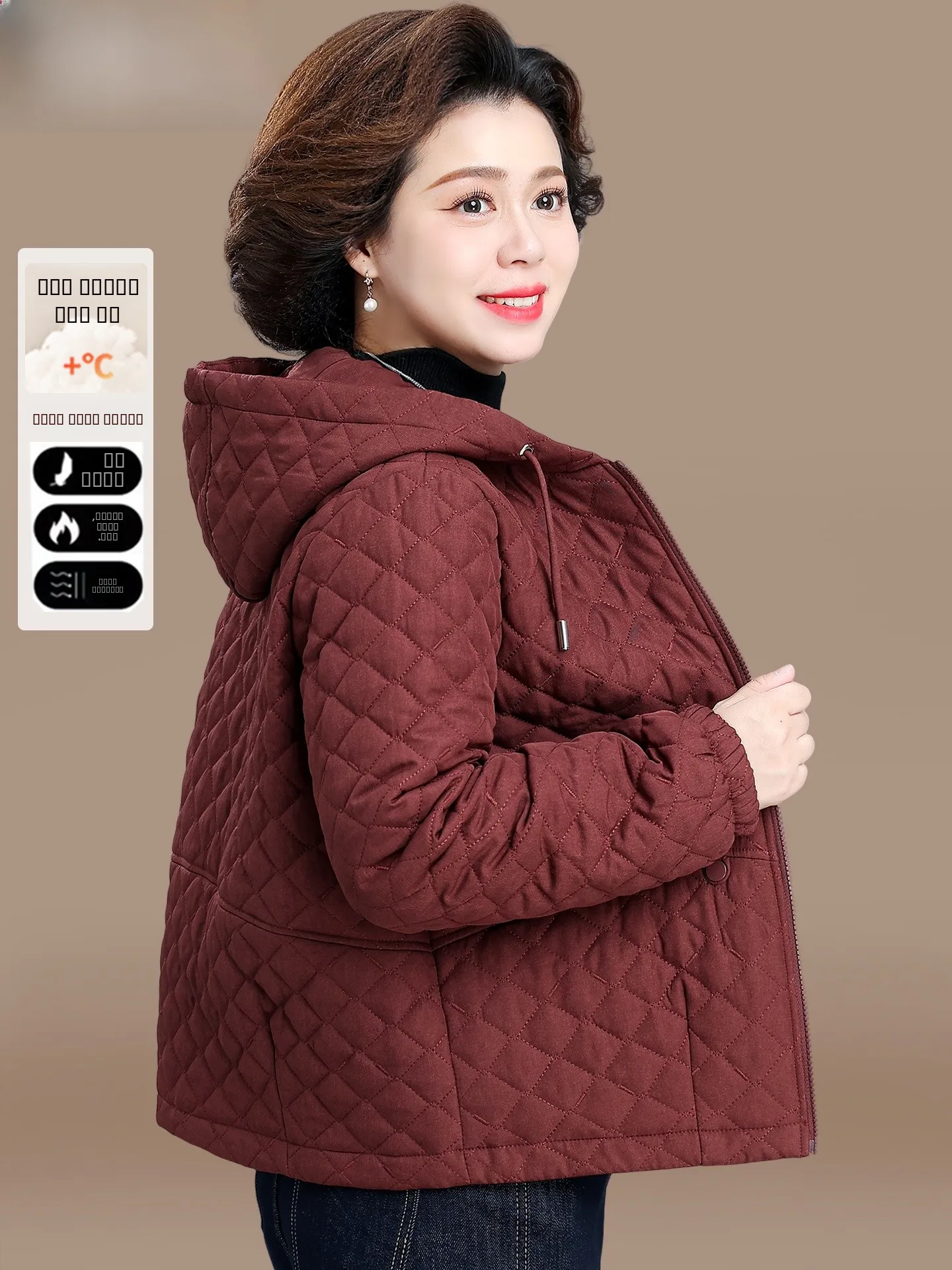 

Модная зимняя куртка: легкое пуховое хлопковое пальто для женщин с капюшоном, тонкое, для среднего возраста, осенне-зимнее.