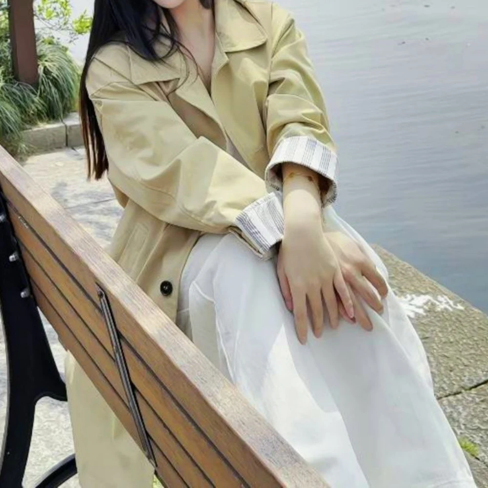 trench coat spring new Korean version high-end medium and long top coat  coats for women abrigos mujer