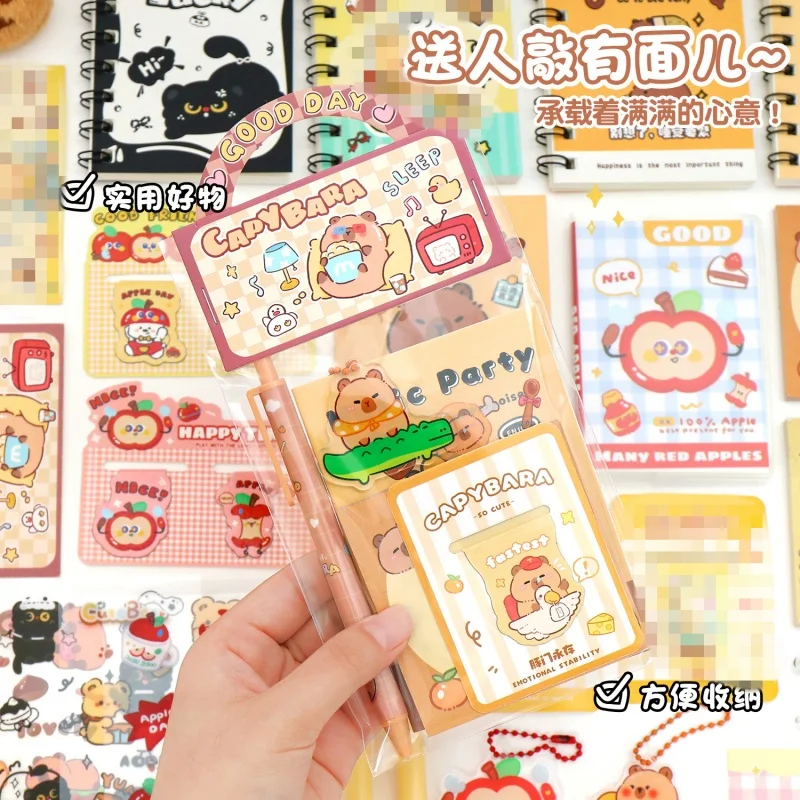 Cartoon Notepad Gel Pen Sticker Pendant Bookmark Stationery Set Student Learning School Office Festival Halloween Christmas Gift