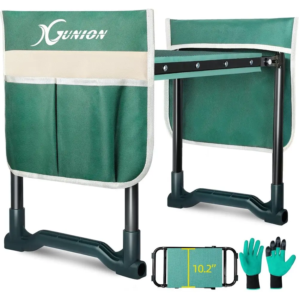 

Прочный садовый стул-подставка для коленей с сиденьем, карманом для инструментов и перчатками для мужчин и женщин (зеленый)