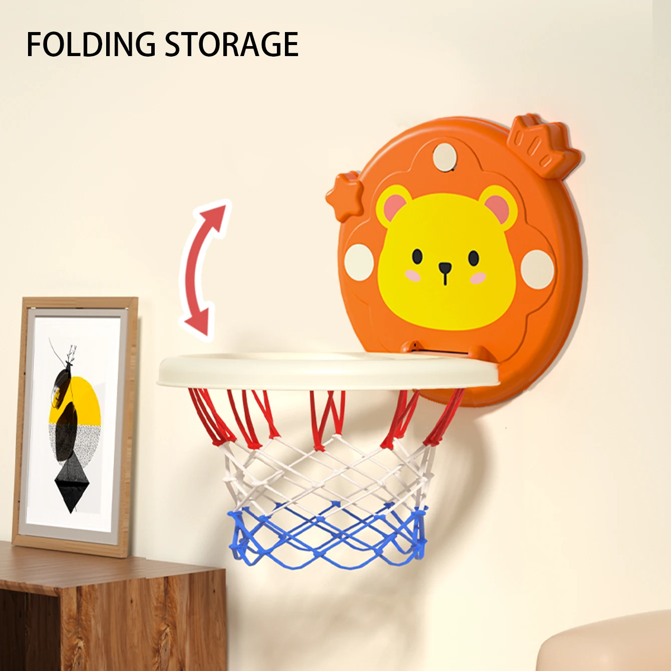 حامل كرة السلة للأطفال، كرات إطلاق نار داخلية، ألعاب معلقة قابلة للتجميع وقابلة للطي