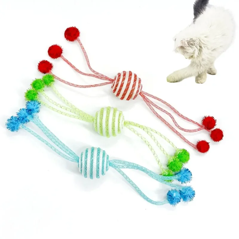 Cat Toy for Cats Network Tube Wrapping Rope Ball Kitten Self Hi Toy Playing Six Claw Ball Cat Toys Interactive