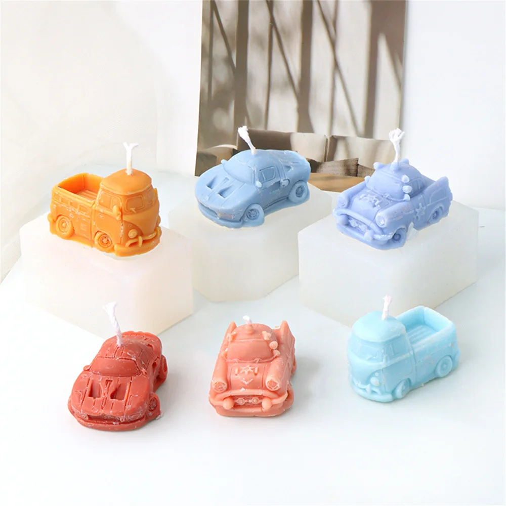 

Mini Car Silicone Candle Mold Trailer Sports Car Scented Candle Plaster Epoxy Resin Molds Cake Decor Candle Making Supplies