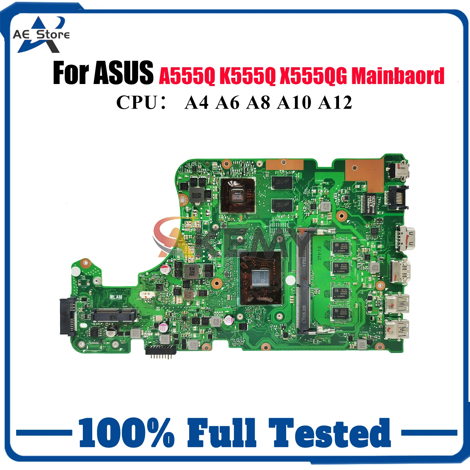 

X555QG Материнская плата для ноутбука ASUS VivoBook A555Q X555Q X555QG K555Q Материнская плата для ноутбука с процессором A4 A6 A8 A10 A12 100% тест в порядке