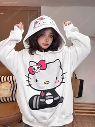 Hello Kitty Hoodie Women Hoodie Girls Pullover Sweatshirt Kids Cartoon Children's Long Sleeve Hooded Tops Camouflage Coat